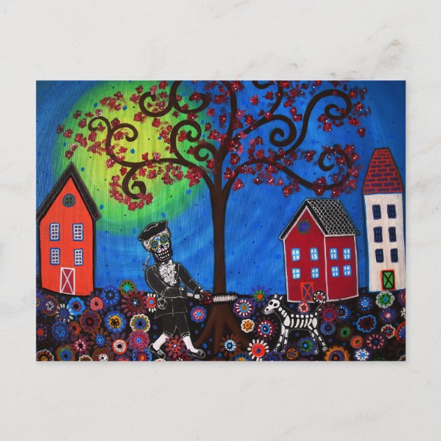 GEORGE WASHINGTON AND DOG DAY OF THE DEAD POSTCARD (Front)