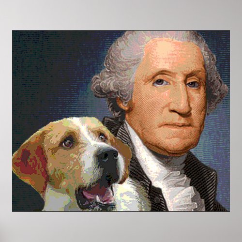 George Washington and his dog Liberty Belle Poster