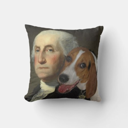 George Washington and his fox hound Throw Pillow