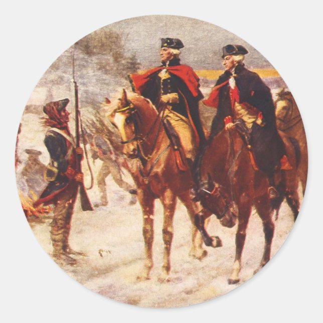 George Washington and Lafayette at Valley Forge Classic Round Sticker (Front)