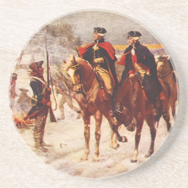 George Washington and Lafayette at Valley Forge Sandstone Coaster (Front)