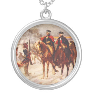 George Washington and Lafayette at Valley Forge Silver Plated Necklace