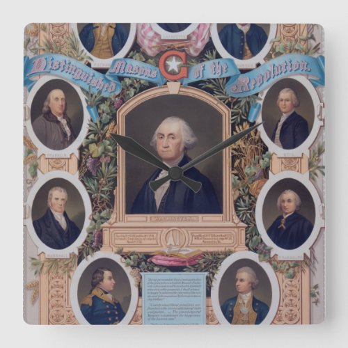 George Washington and The Masons Of The Revolution Square Wall Clock
