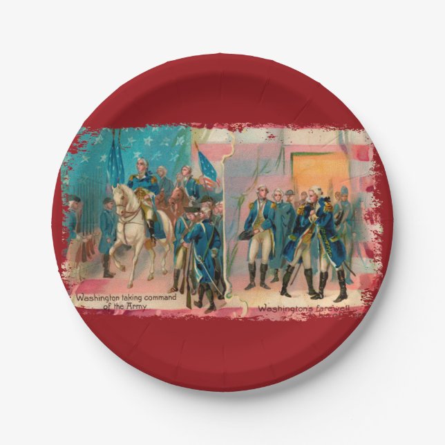 George Washington and Troops Paper Plates (Front)