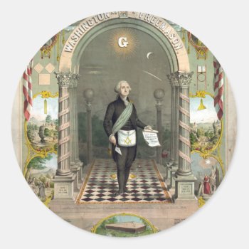 George Washington As A Freemason Classic Round Sticker by vintageworks at Zazzle