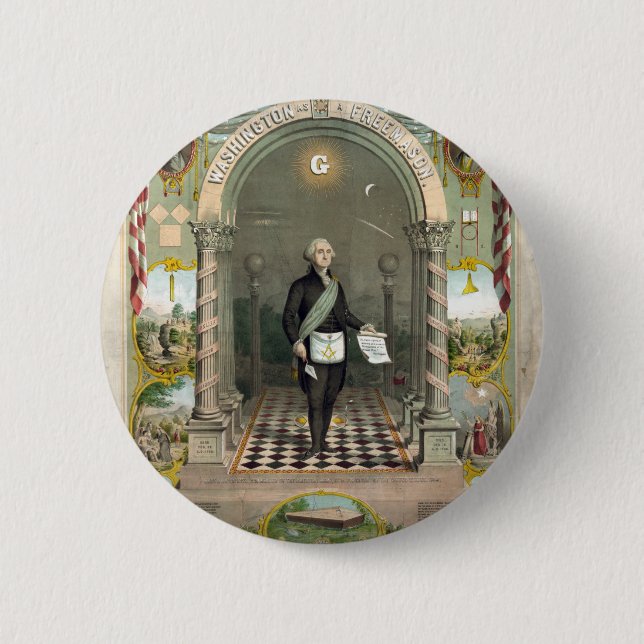 George Washington as a Freemason Pinback Button (Front)