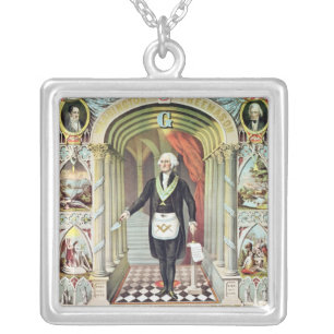 George Washington as a Freemason Silver Plated Necklace