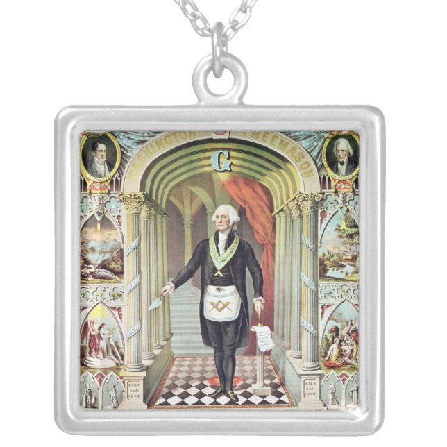 George Washington as a Freemason Silver Plated Necklace (Front)