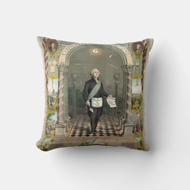 George Washington as a Freemason Throw Pillow (Front)