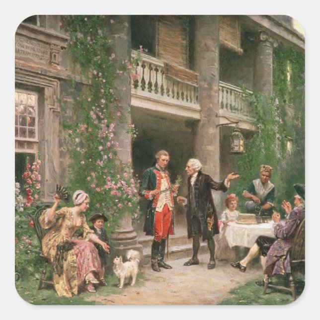 George Washington at Bartram's Garden Square Sticker (Front)