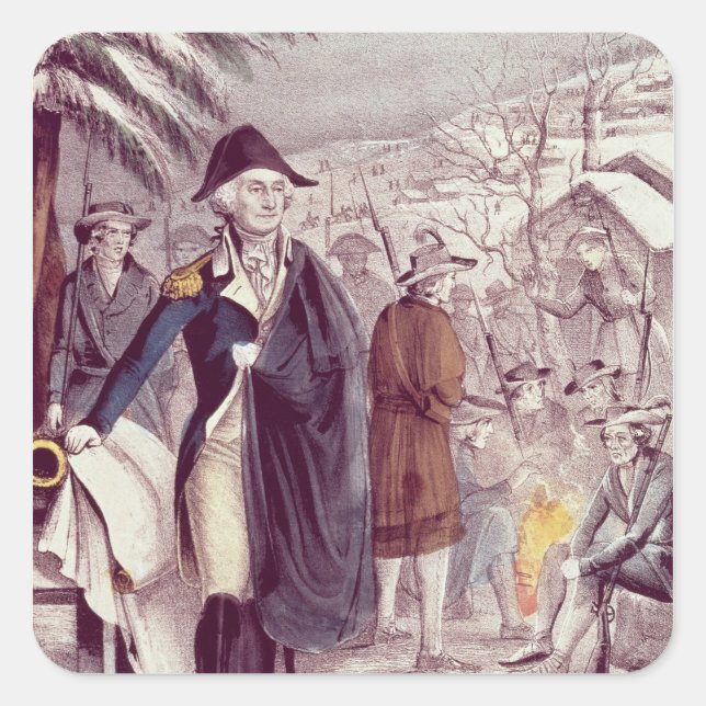 George Washington at Valley Forge Square Sticker (Front)