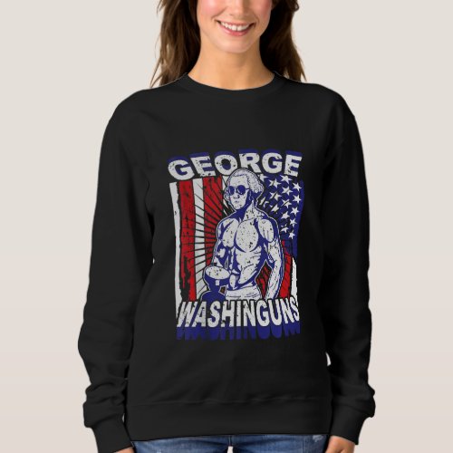 George Washington Body Building Usa Flag Muscle Gy Sweatshirt