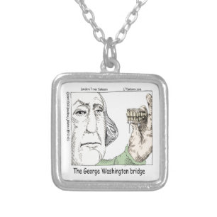 George Washington Bridge & Dentures Funny Gift Silver Plated Necklace