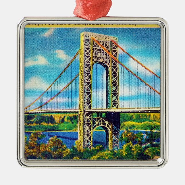 George Washington Bridge, New York City Metal Ornament (Front)