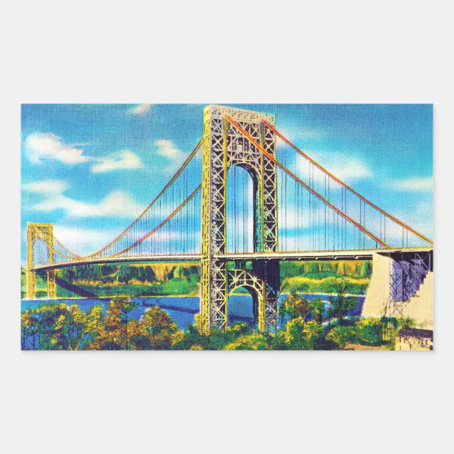 George Washington Bridge, New York City Rectangular Sticker | Zazzle