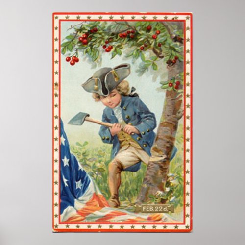 George Washington Cherry Tree Vintage Poster