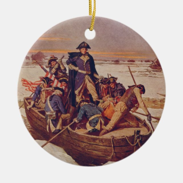 George Washington Crossing the Delaware River Ceramic Ornament (Front)