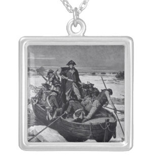 George Washington crossing the Delaware River Silver Plated Necklace