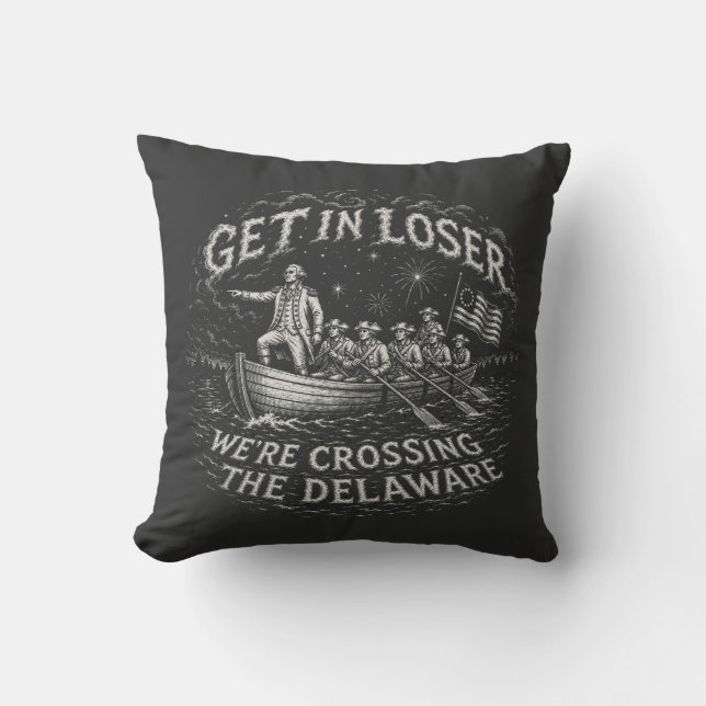 George Washington Delaware Meme Parody Art Throw Pillow (Front)