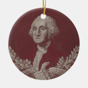 George Washington Eagle Stars Stripes USA Portrait Ceramic Ornament