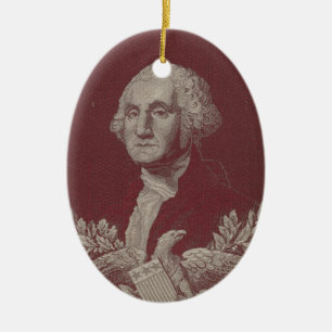 George Washington Eagle Stars Stripes USA Portrait Ceramic Ornament