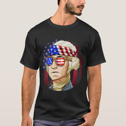 George Washington Flag 4th of July Funny  Men Wome T-Shirt - Funny and unique design. Celebrate the 4th of July with this hilarious hip shirt. Visit our store for more designs.