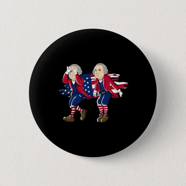 George Washington Griddy American Flag 4th Of July Button (Front)
