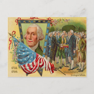George Washington Inauguration American Flag Postcard
