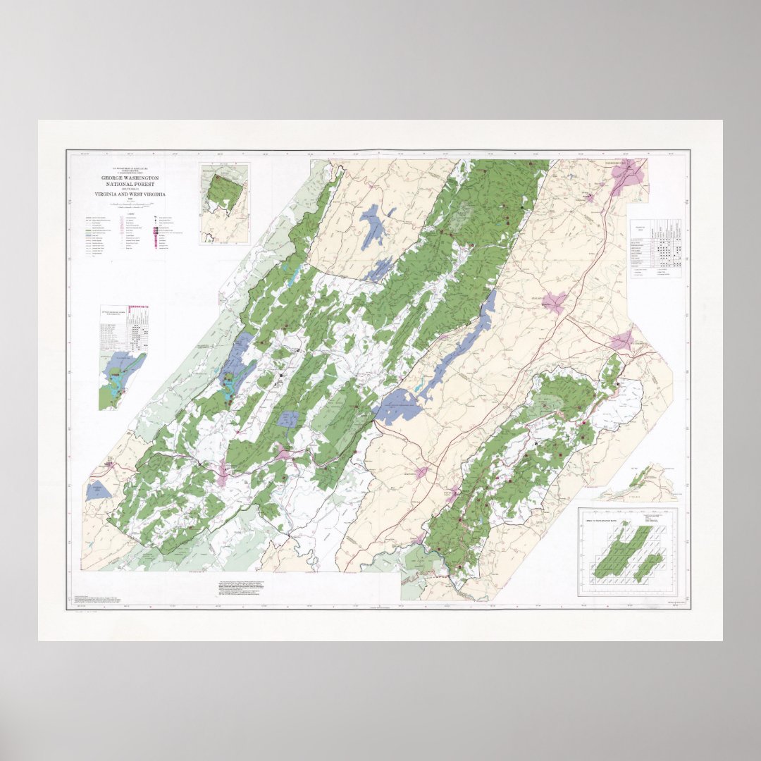 Washington National Forest Map (1989) Poster Zazzle