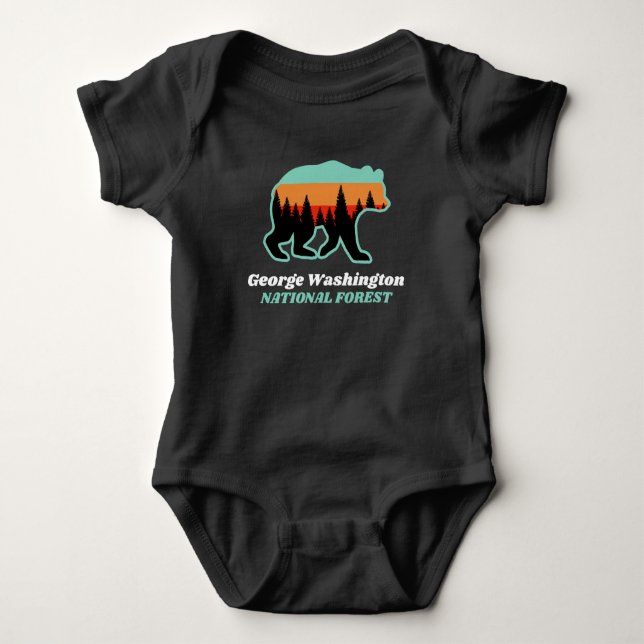 George Washington National Forest Virginia VA Bear Baby Bodysuit (Front)