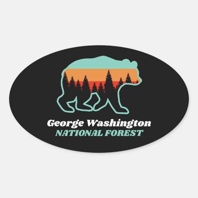 George Washington National Forest Virginia VA Bear Oval Sticker (Front)