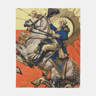 George Washington on Horseback Fleece Blanket
