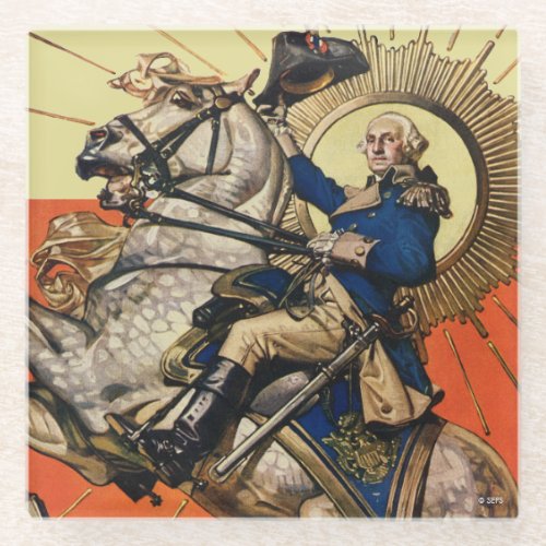 George Washington on Horseback Glass Coaster