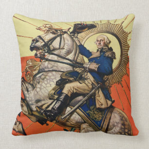 George Washington on Horseback Throw Pillow