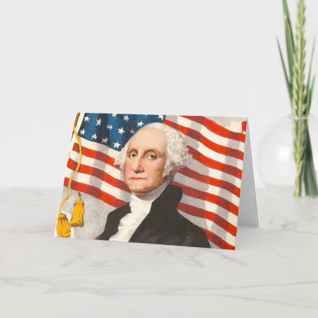 George Washington Patriotic U.S. Flag July 4th Card (Front)