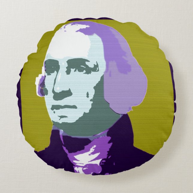 George Washington Pop Art No. 1 Round Pillow (Front)