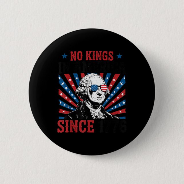 George Washington Protest Sign Democracy No Kings  Button (Front)