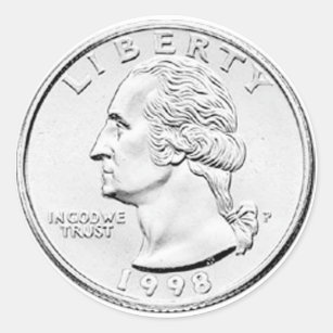 George Washington  Quarter Dollar Classic Round Sticker