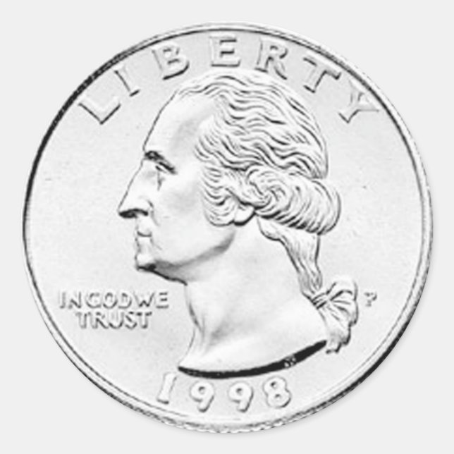 George Washington  Quarter Dollar Classic Round Sticker (Front)