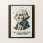 George Washington Quote American President Art Jigsaw Puzzle<br><div class="desc">George Washington retro vector travel design. This design features George Washington, the first President of the United States, alongside one of his timeless quotes. Rendered in a retro illustration, this piece blends art, history, and inspiration, making it perfect for stickers, posters, and wall art. A must-have for history enthusiasts, educators,...</div>