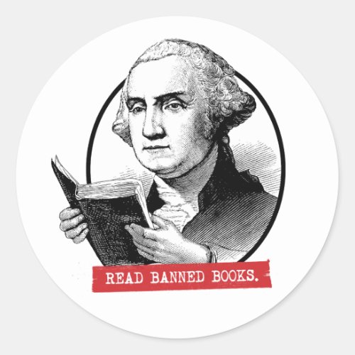 George Washington Reads Banned Books Classic Round Sticker