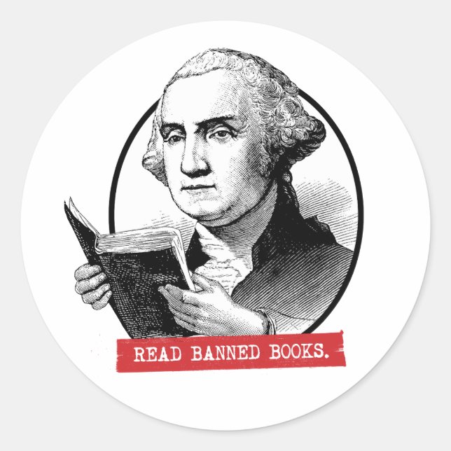 George Washington Reads Banned Books Classic Round Sticker (Front)