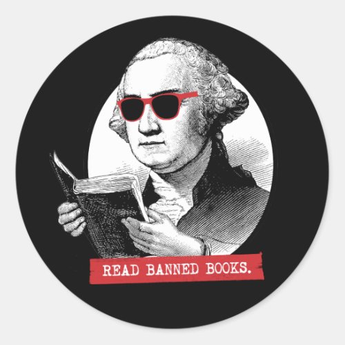 George Washington Reads Banned Books Classic Round Sticker