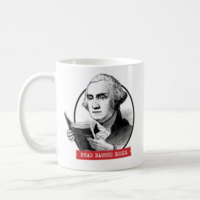 George Washington Reads Banned Books Coffee Mug (Left)