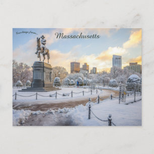 George Washington Rides Boston Public Gardens Postcard