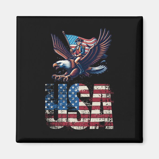 George Washington Riding A Bald Eagle 4th Of July  Magnet (Front)