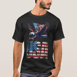 George Washington Riding A Bald Eagle 4th Of July  T-Shirt