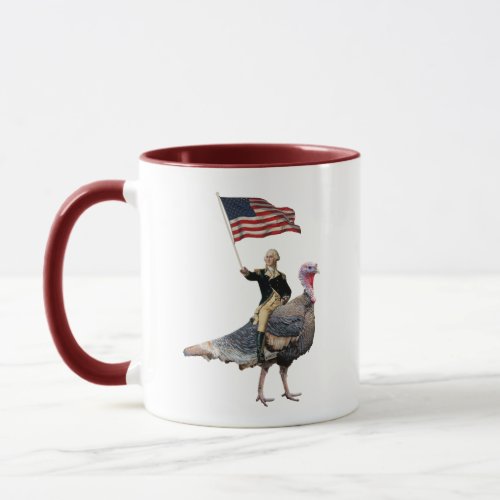 George Washington Riding A Turkey Thanksgiving Mug