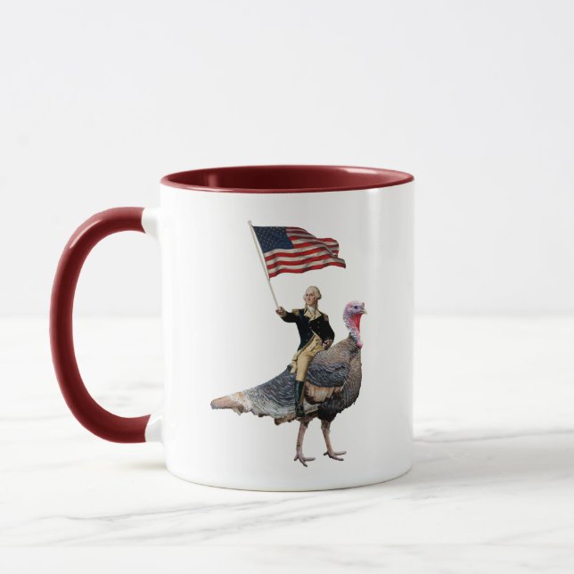 George Washington Riding A Turkey Thanksgiving Mug (Left)