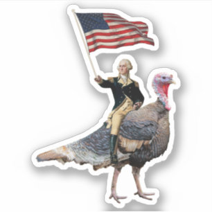 George Washington Riding A Turkey Thanksgiving Sticker